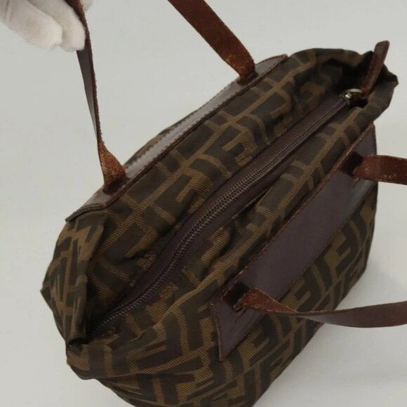FENDI Zucca Canvas Hand Bag Black Brown Auth - Picture 6 of 15